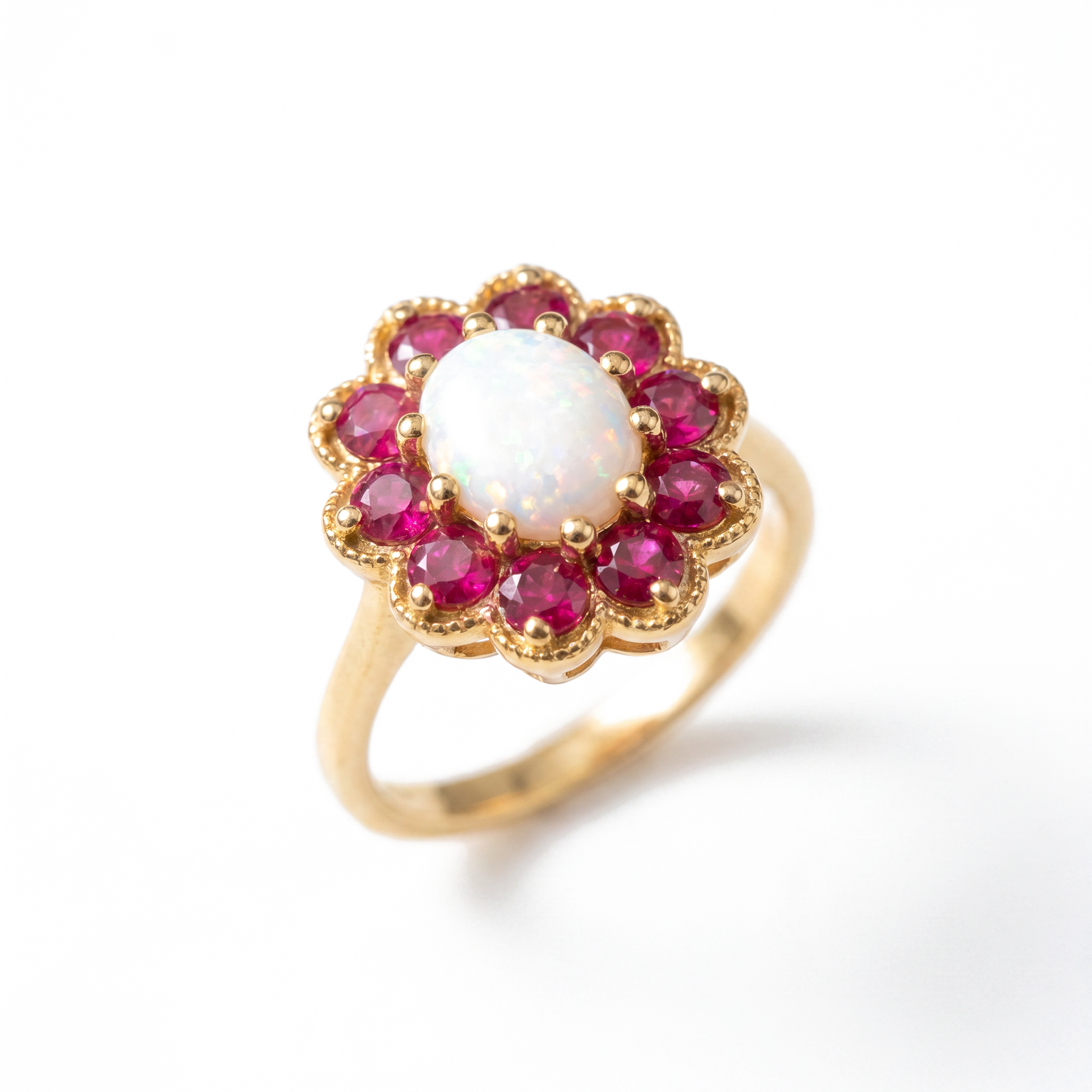 Pearl Ruby Cluster Ring