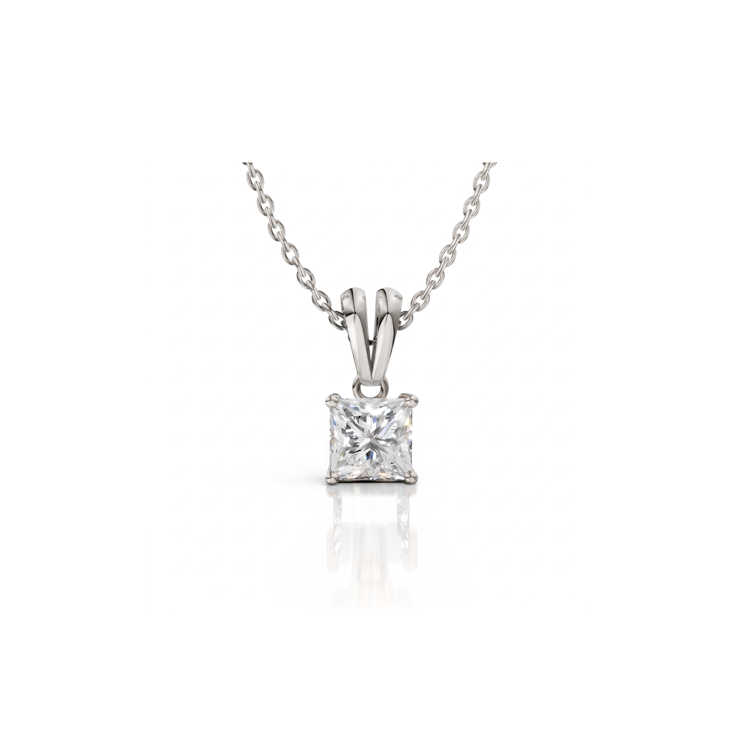 Princess Cut Moissanite Pendant Necklace
