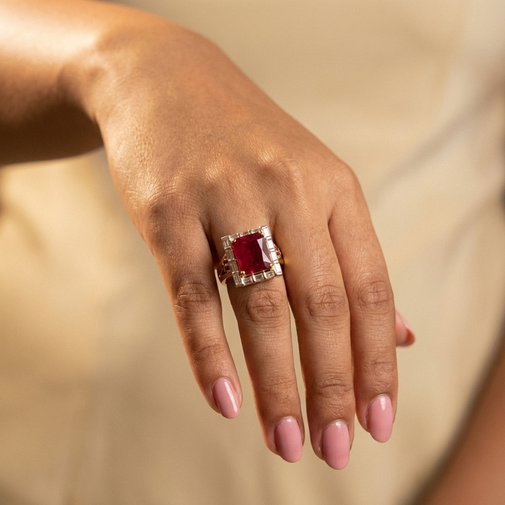 Emerald-Cut Baguette Cocktail Ring