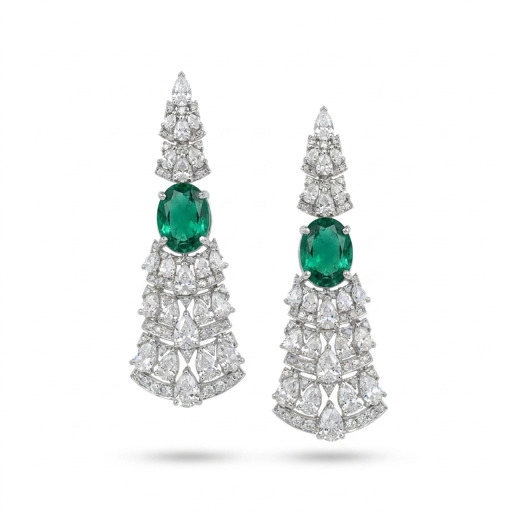 Emerald Tiered Chandelier Earrings