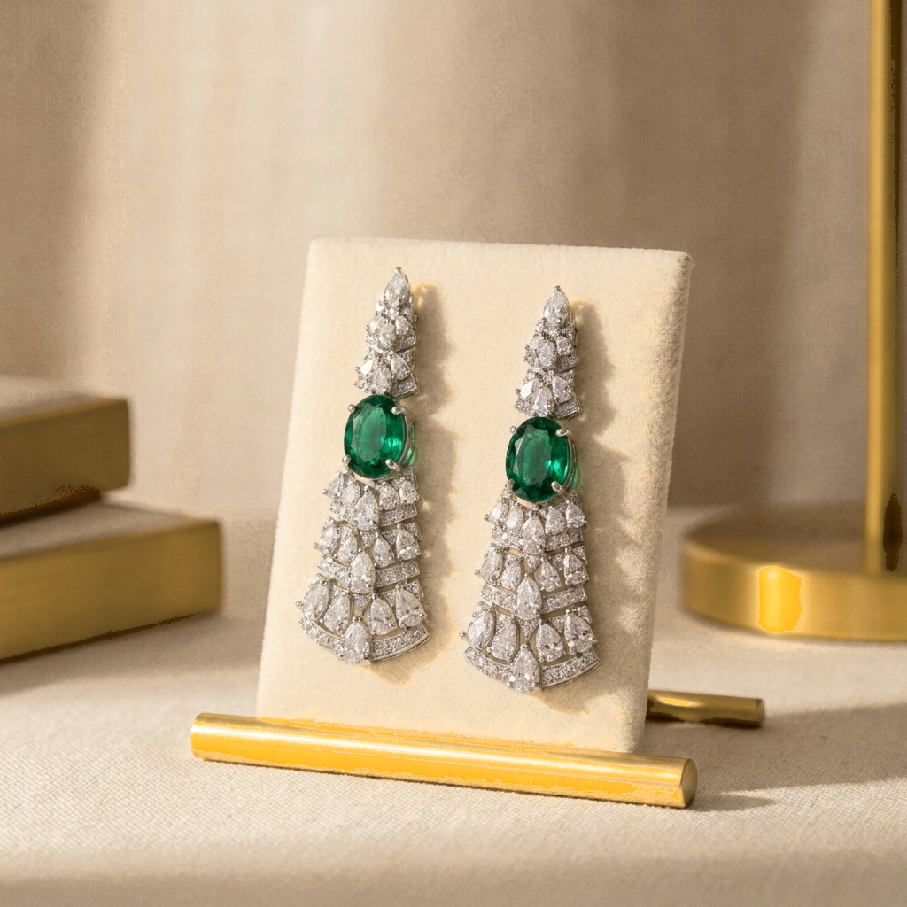 Emerald Tiered Chandelier Earrings