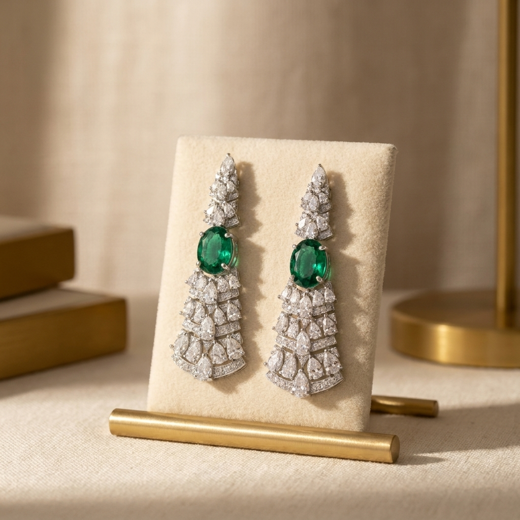 Emerald Tiered Chandelier Earrings