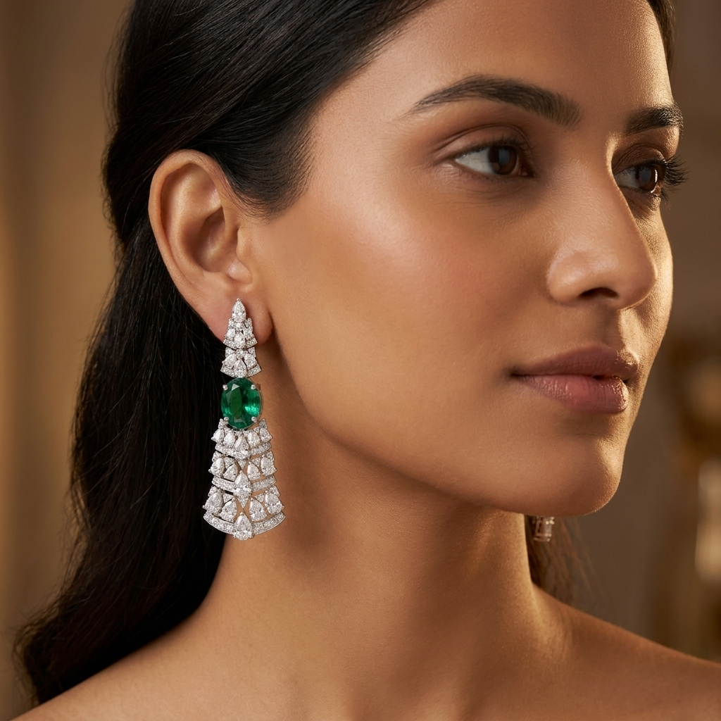 Emerald Tiered Chandelier Earrings