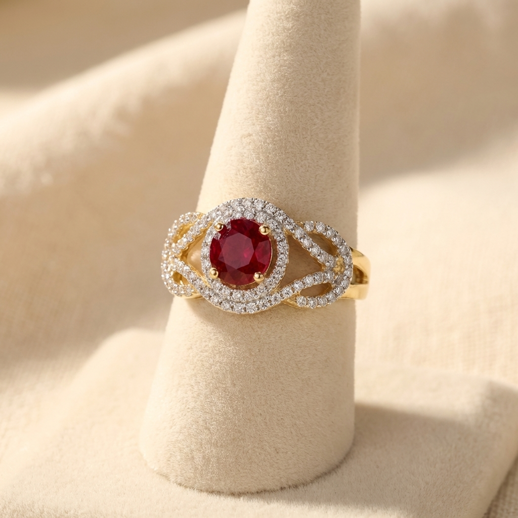 Round Woven Halo Ring