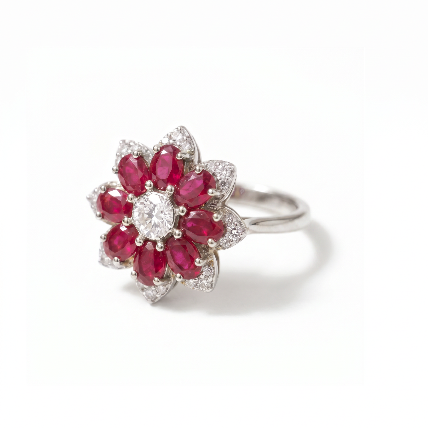 Ruby Floral Cluster Ring