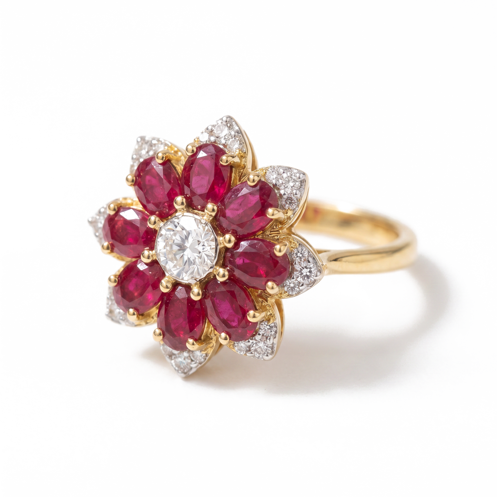 Ruby Floral Cluster Ring