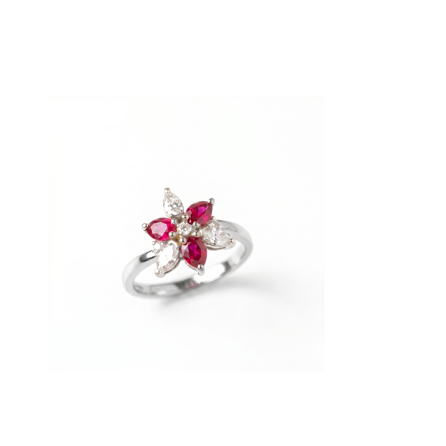 Ruby Petal Cluster Ring