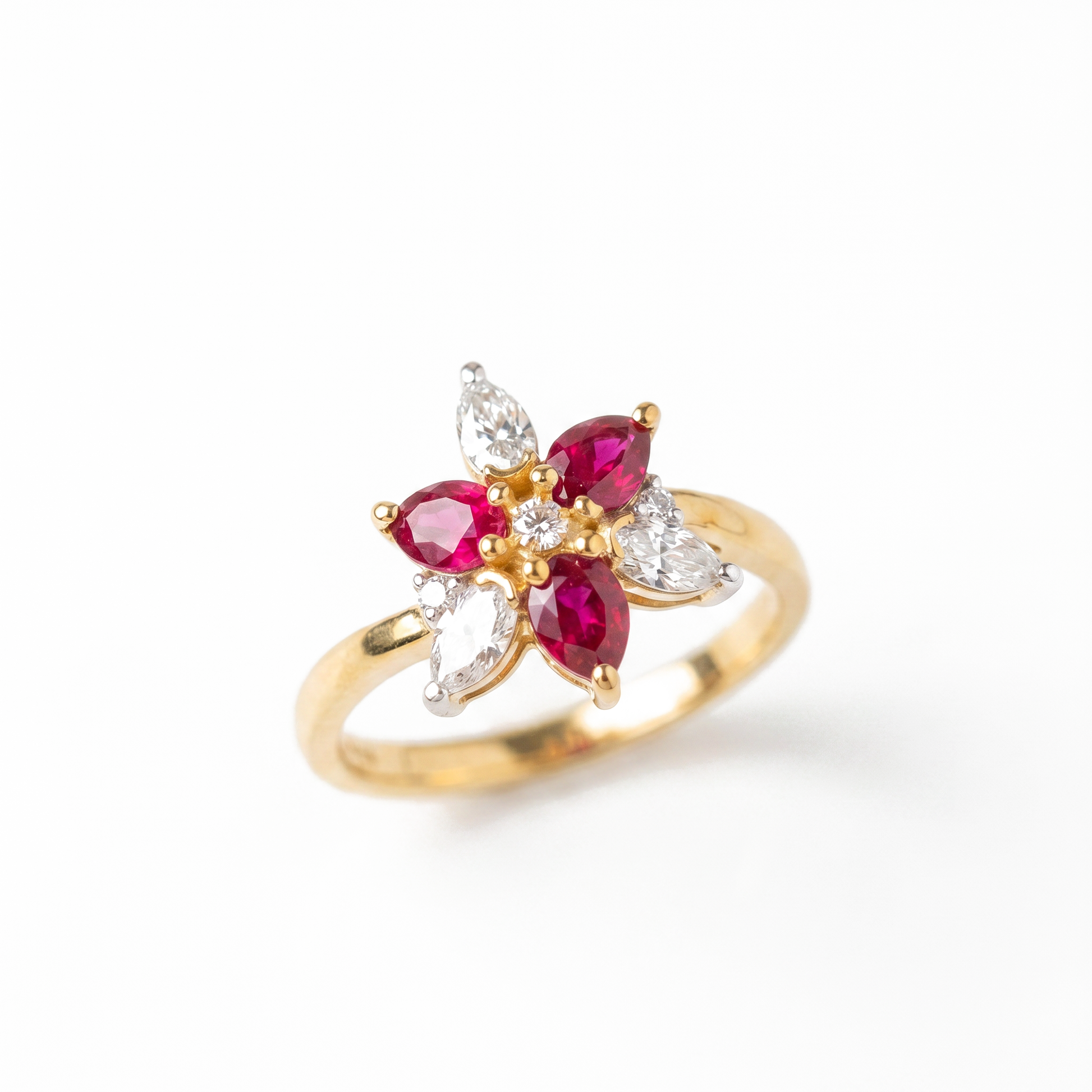Ruby Petal Cluster Ring