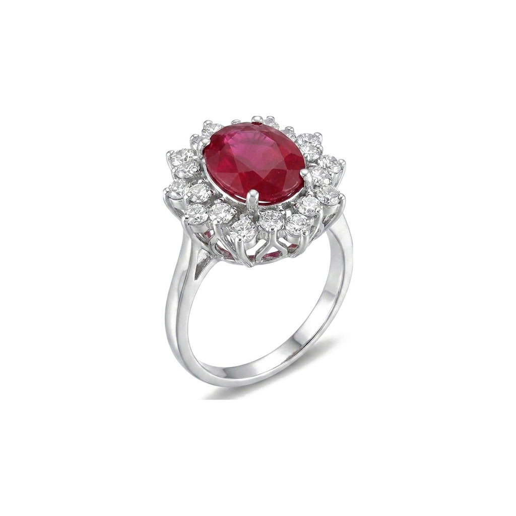 Ruby Sunburst Halo Ring