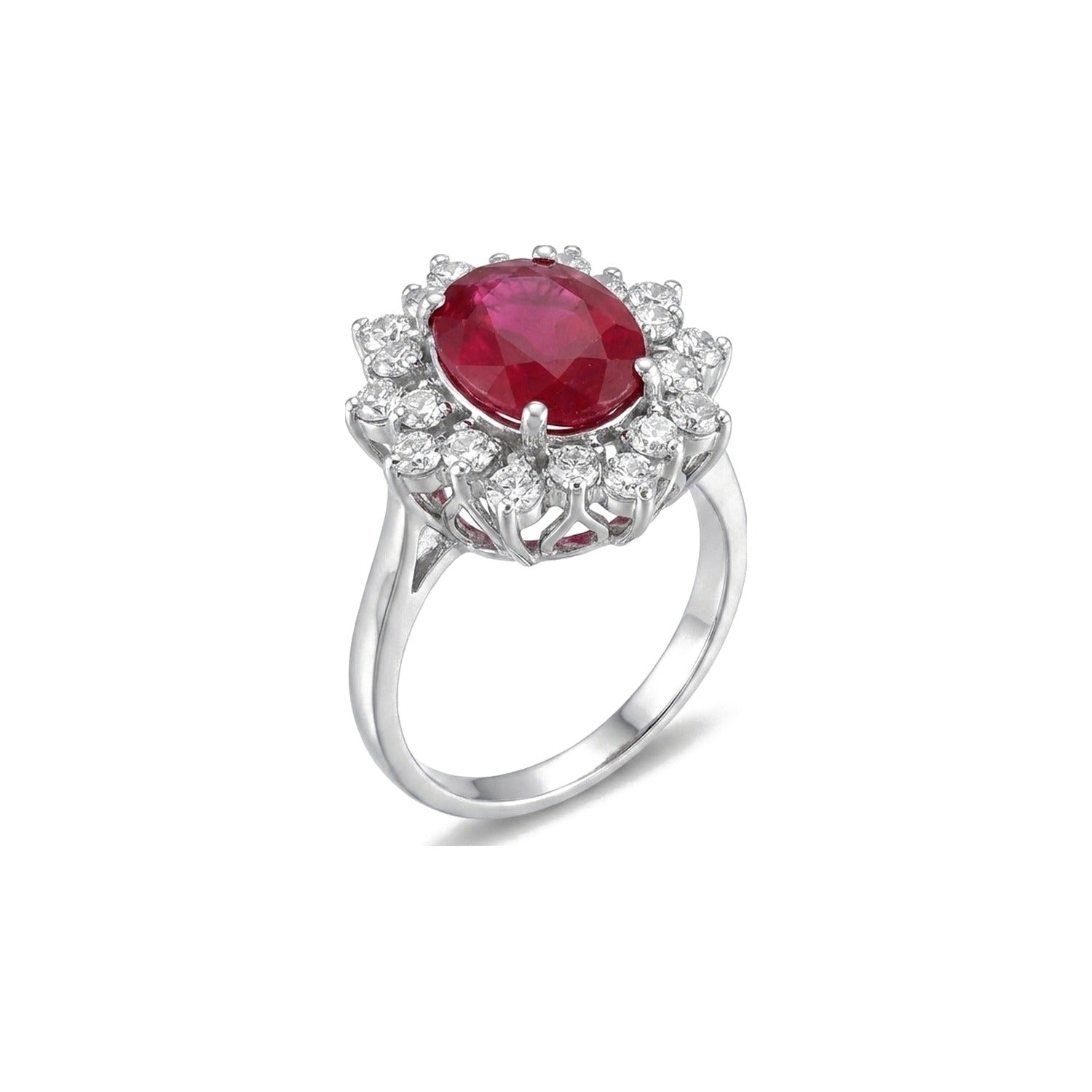Ruby Sunburst Halo Ring