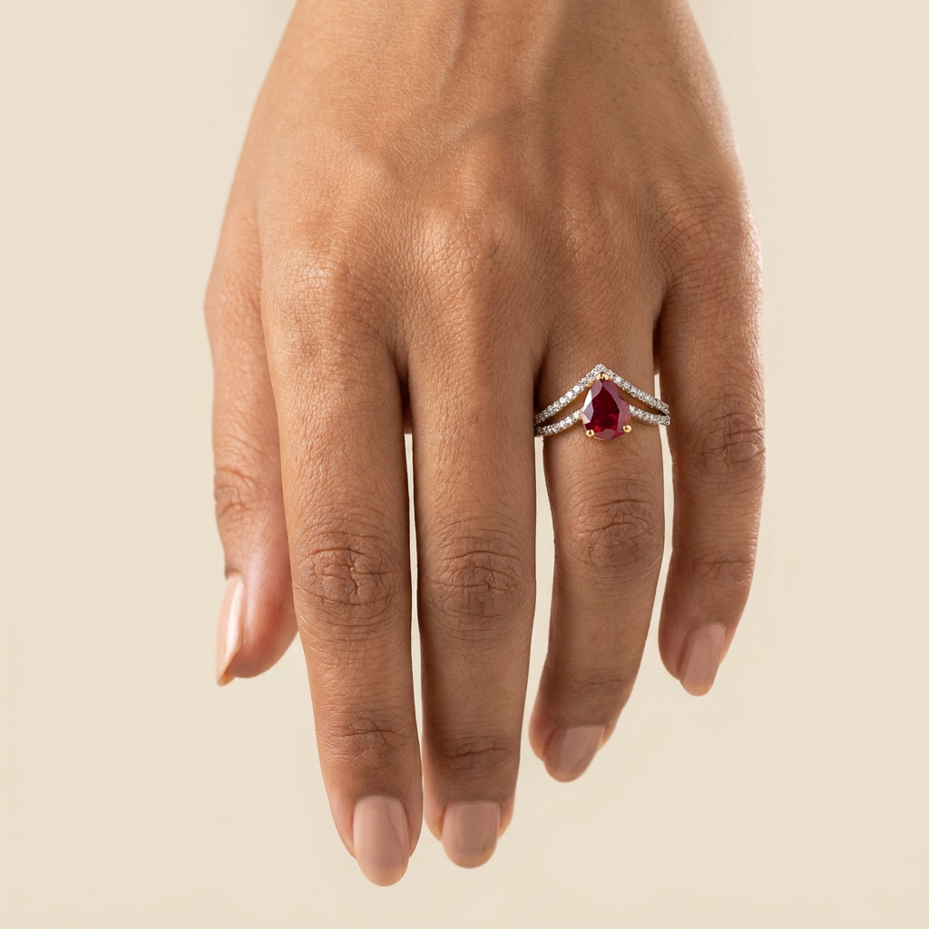 Ruby Wishbone Ring