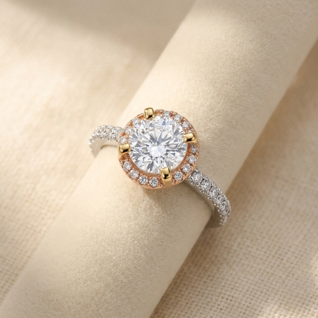 Solitaire Round Halo Ring