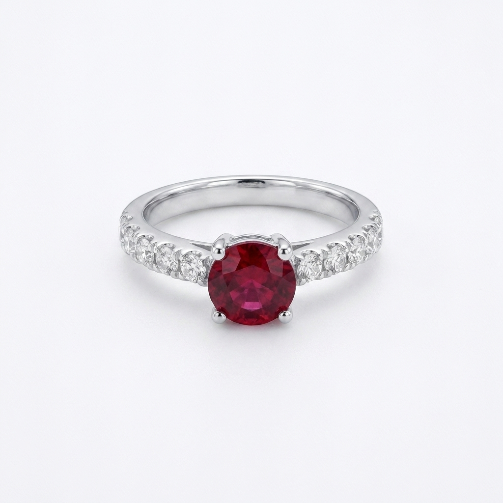 Rosalind Round Ruby Pavé Ring