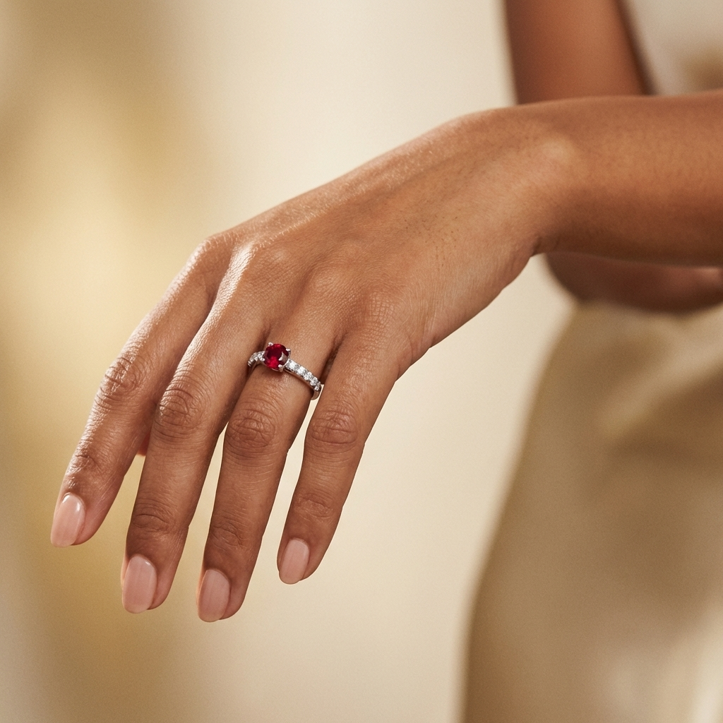 Rosalind Round Ruby Pavé Ring