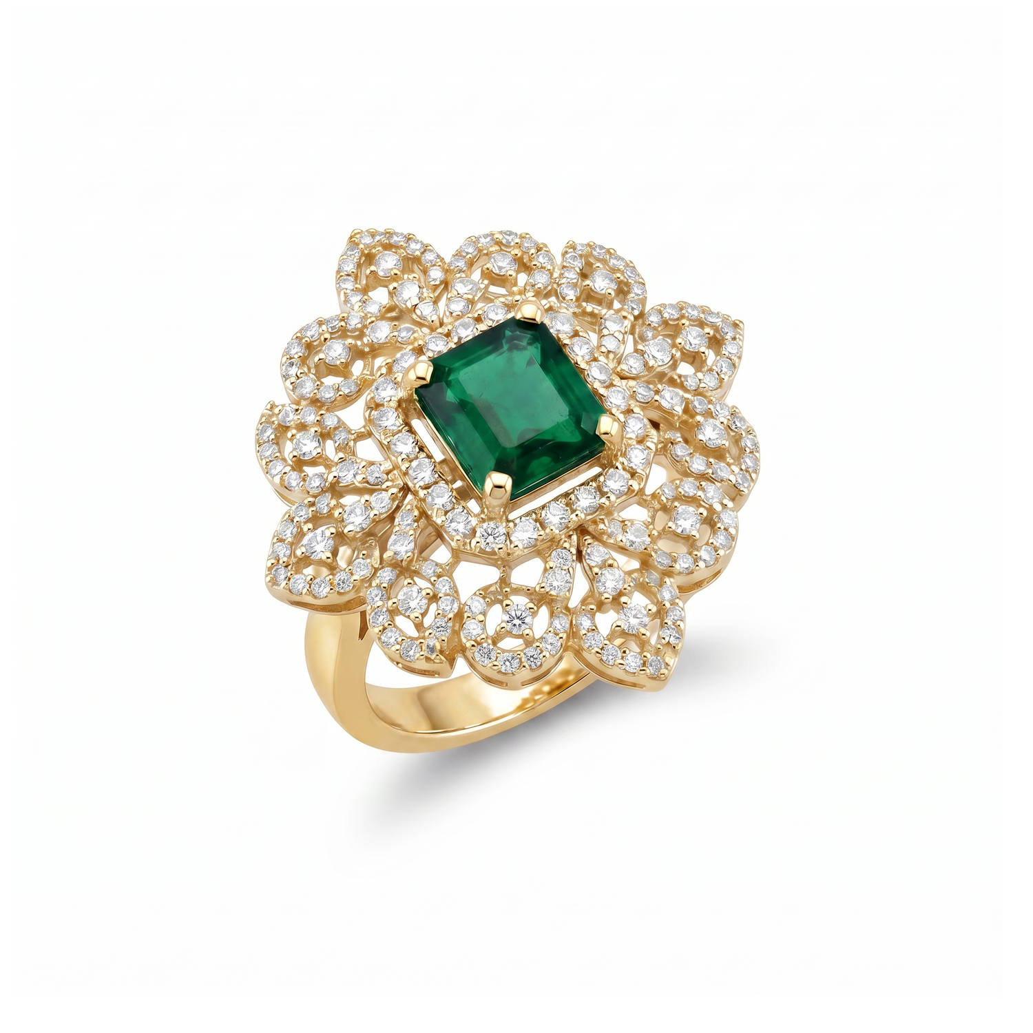 Emerald Filigree Cocktail Ring