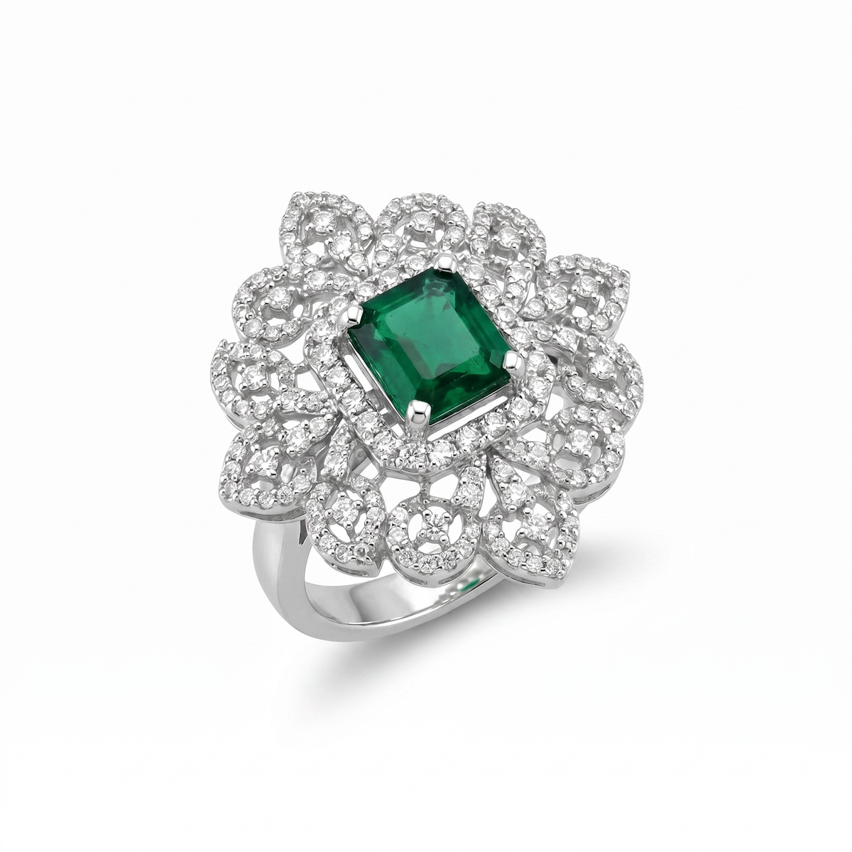 Emerald Filigree Cocktail Ring