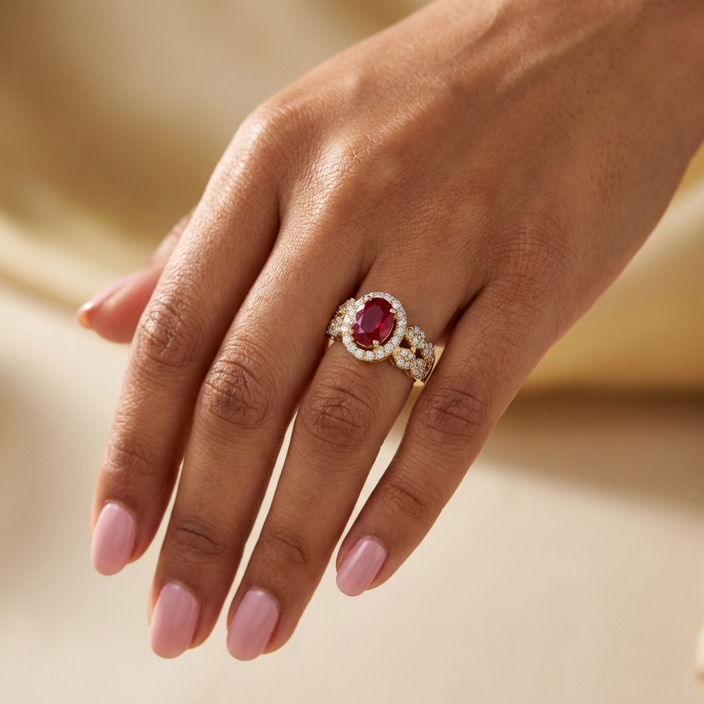 Fiora Oval Halo Ring