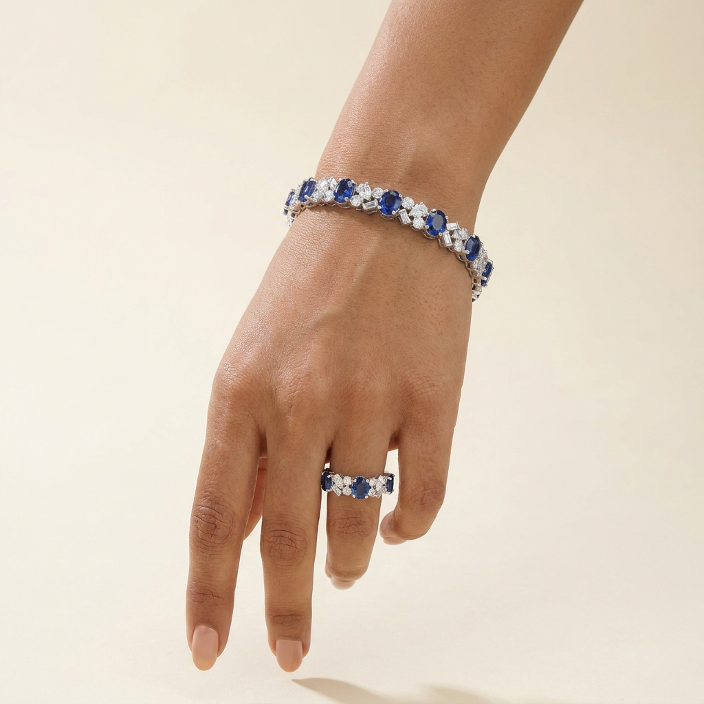 Sapphire Cluster Set