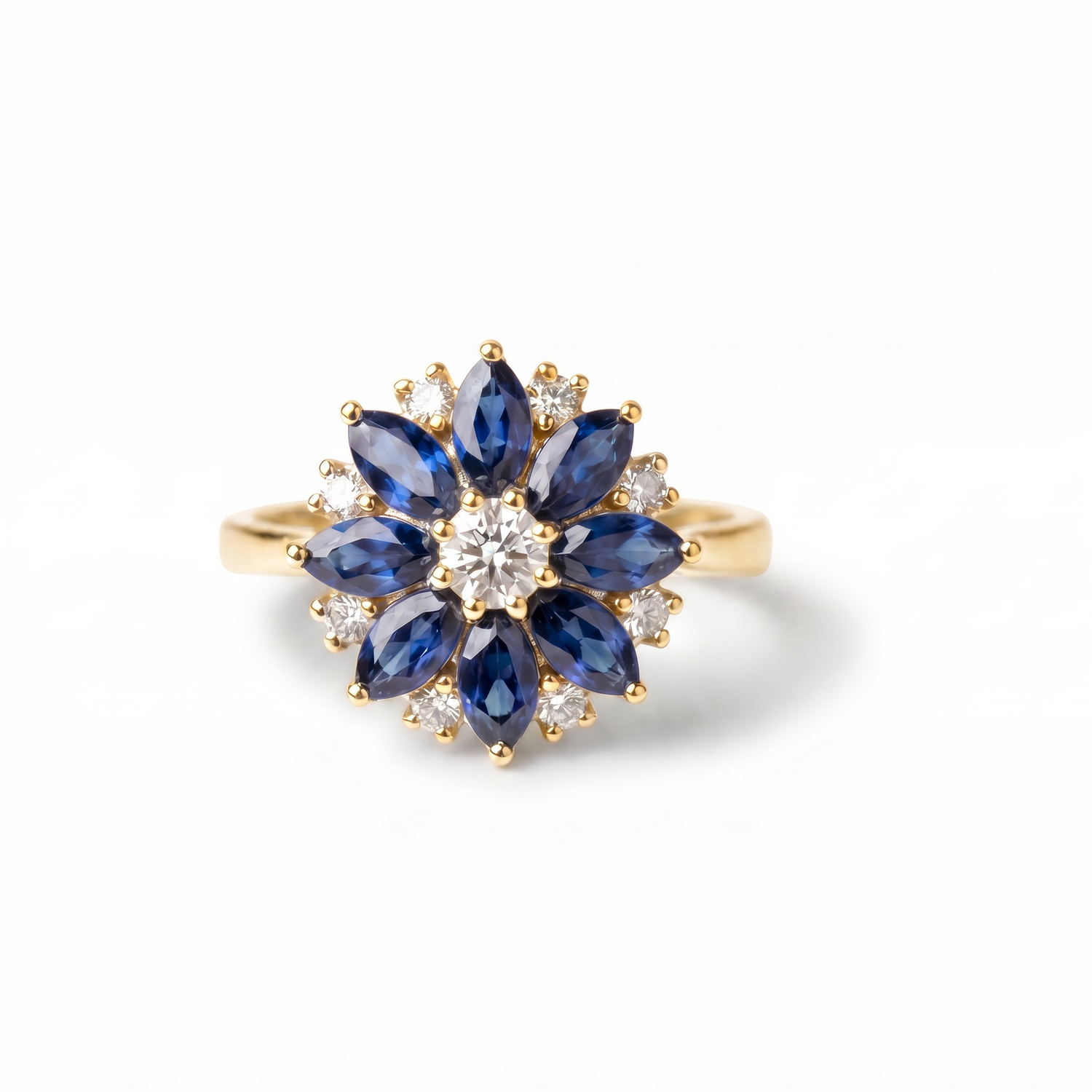 Sapphire Floral Cluster Ring