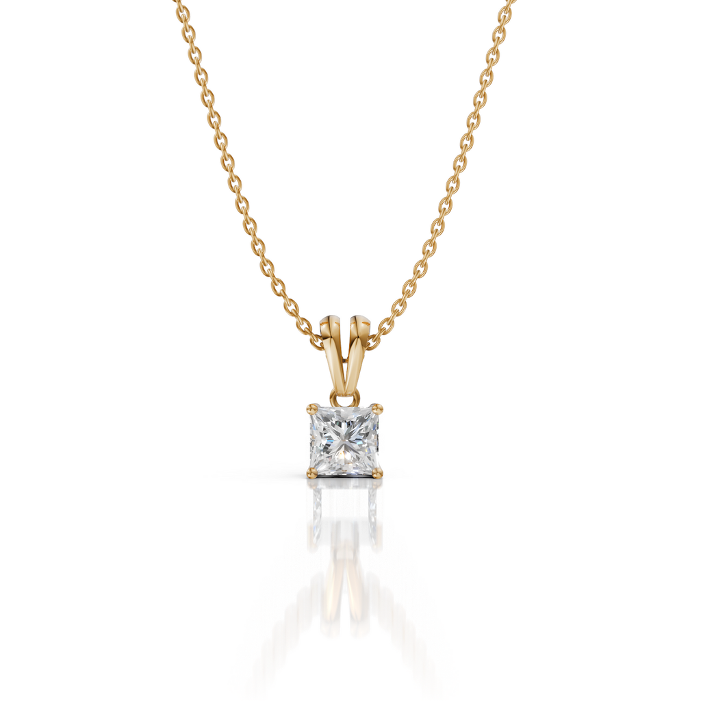 Princess Cut Moissanite Pendant Necklace