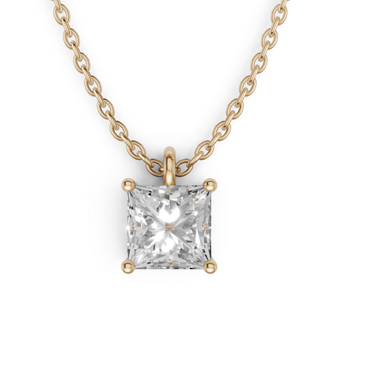Princess Cut Moissanite Pendant Necklace