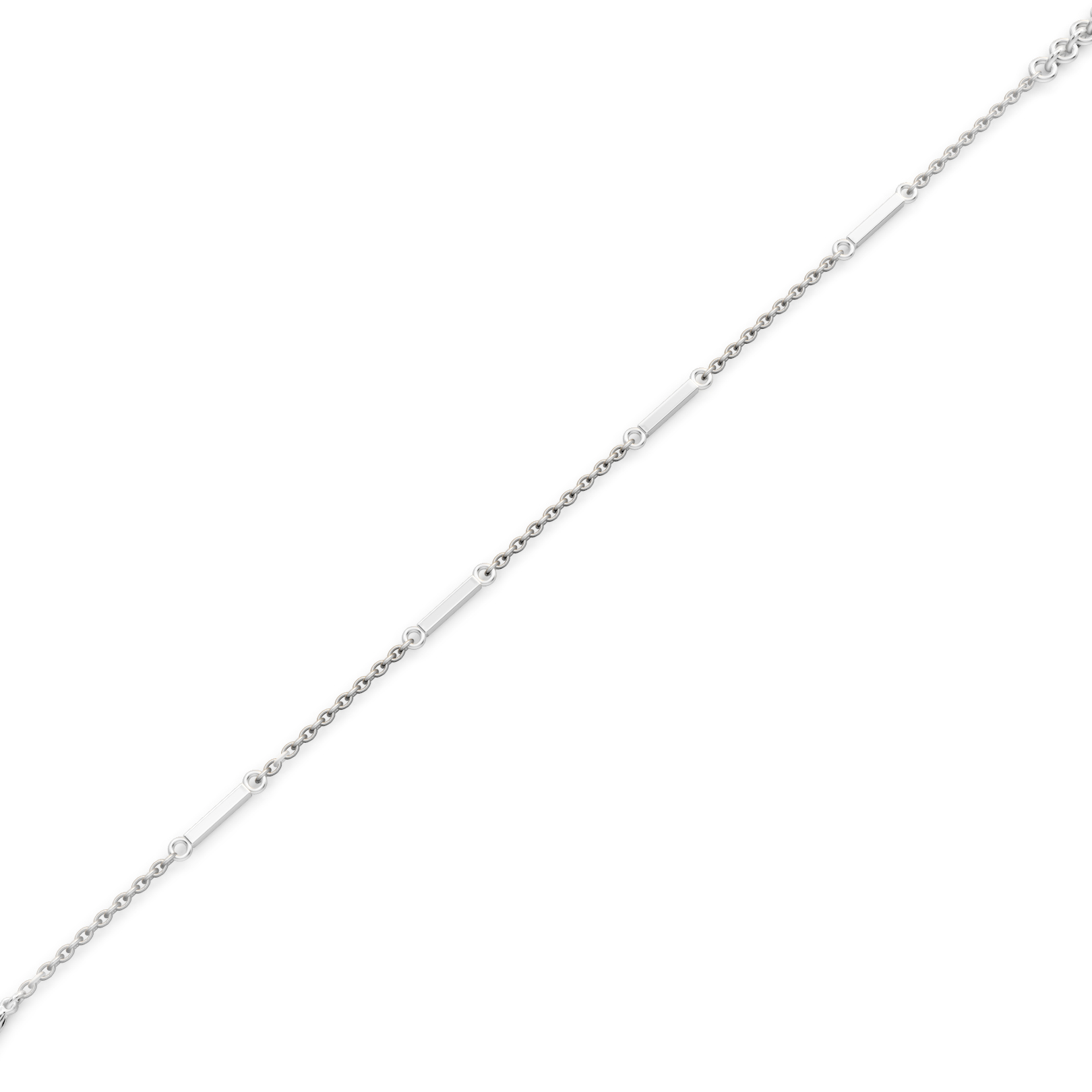 Bar & Chain Stackable Bracelet — Rhodium detail
