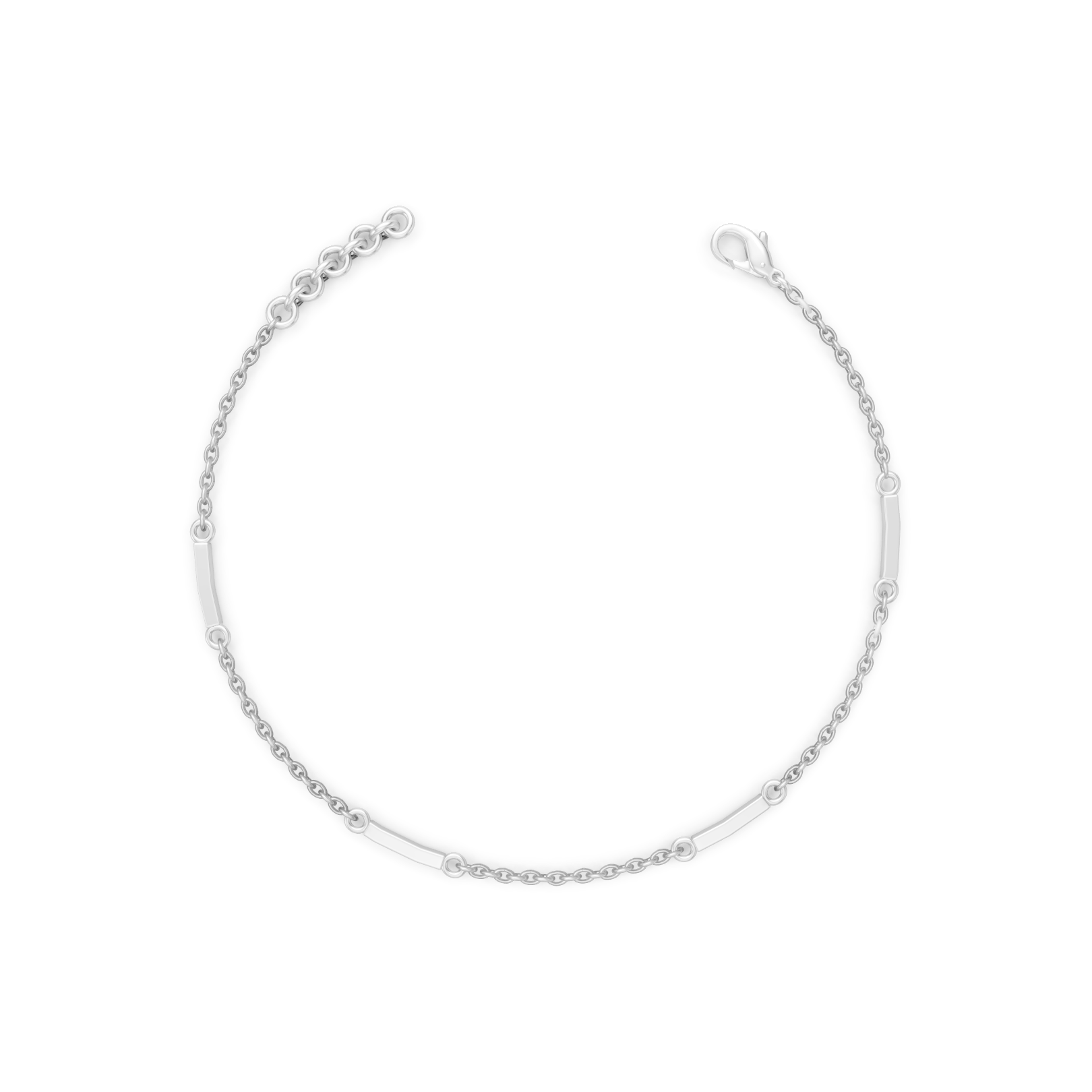 Bar & Chain Stackable Bracelet — Rhodium