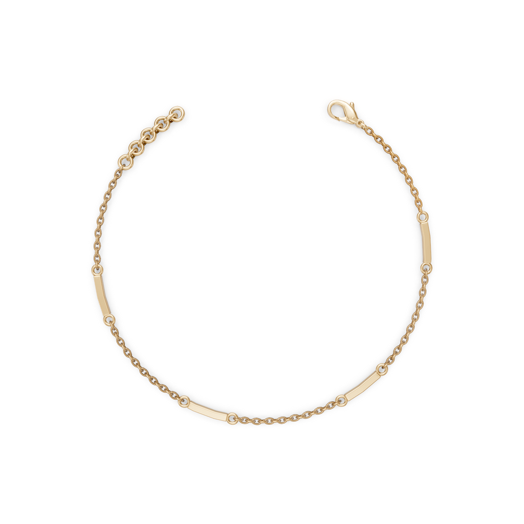 Bar & Chain Stackable Bracelet — 21k Gold Polish