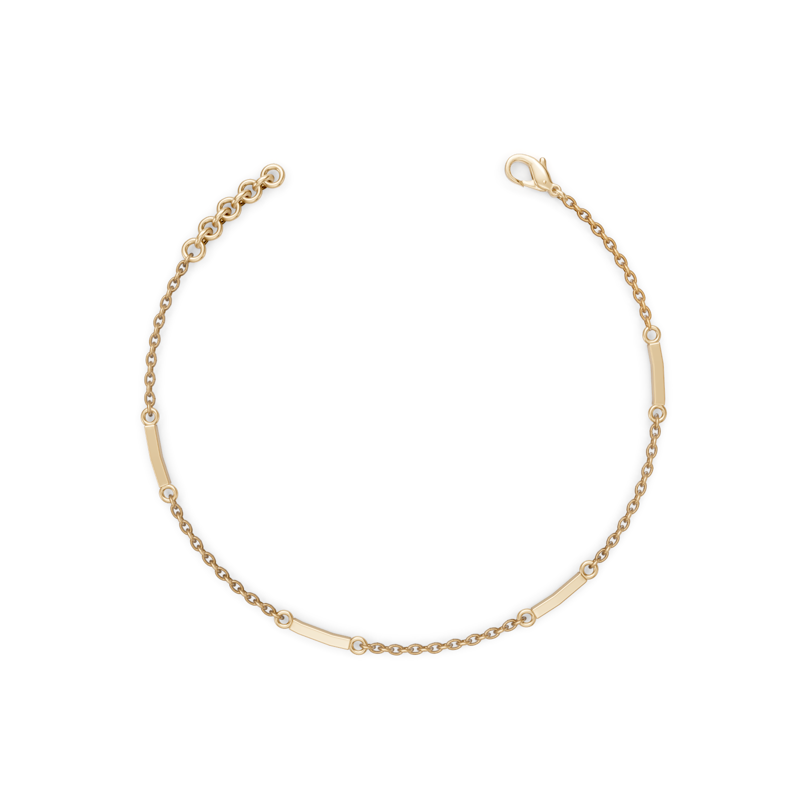 Bar & Chain Stackable Bracelet — 21k Gold Polish