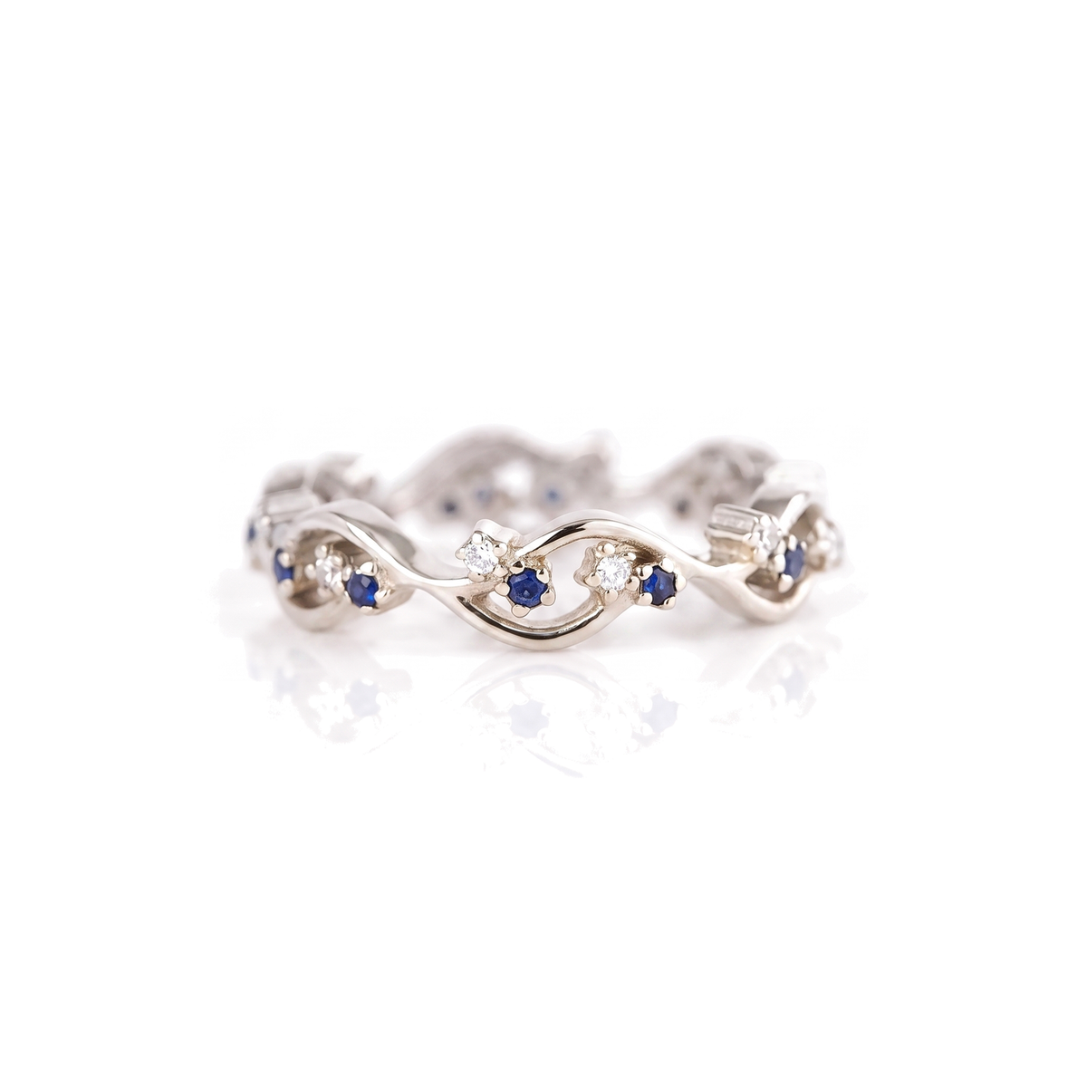 Trellis Sapphire Vine Band — Rhodium Plating