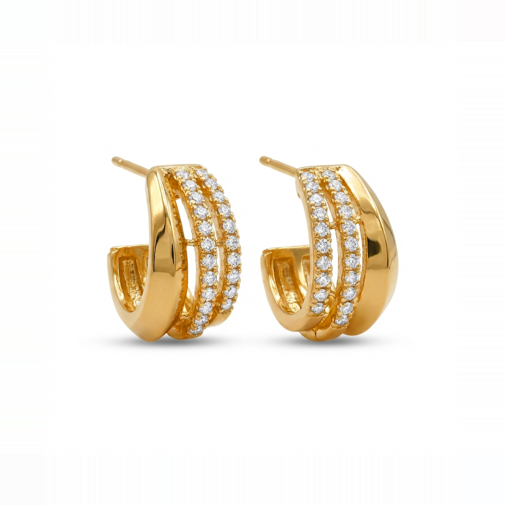 Triple Pavé Hoops