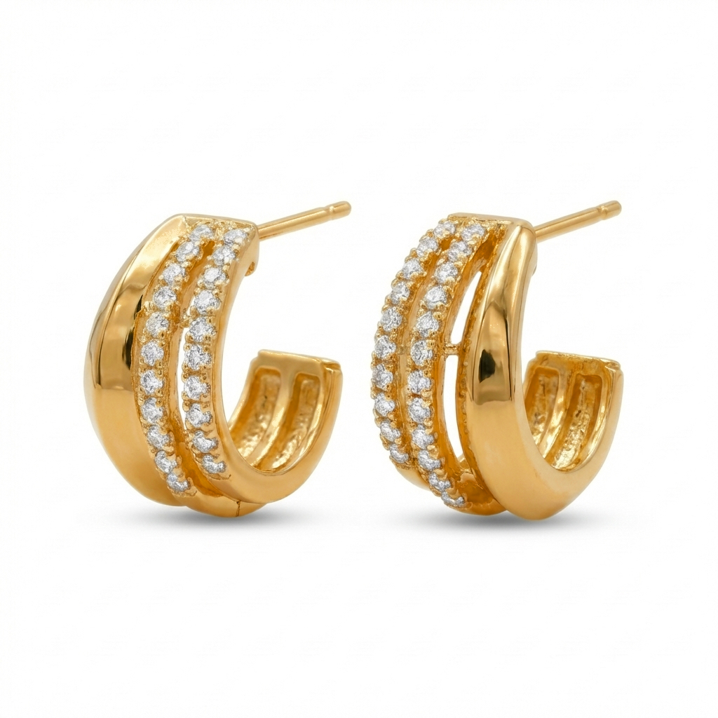 Triple Pavé Hoops