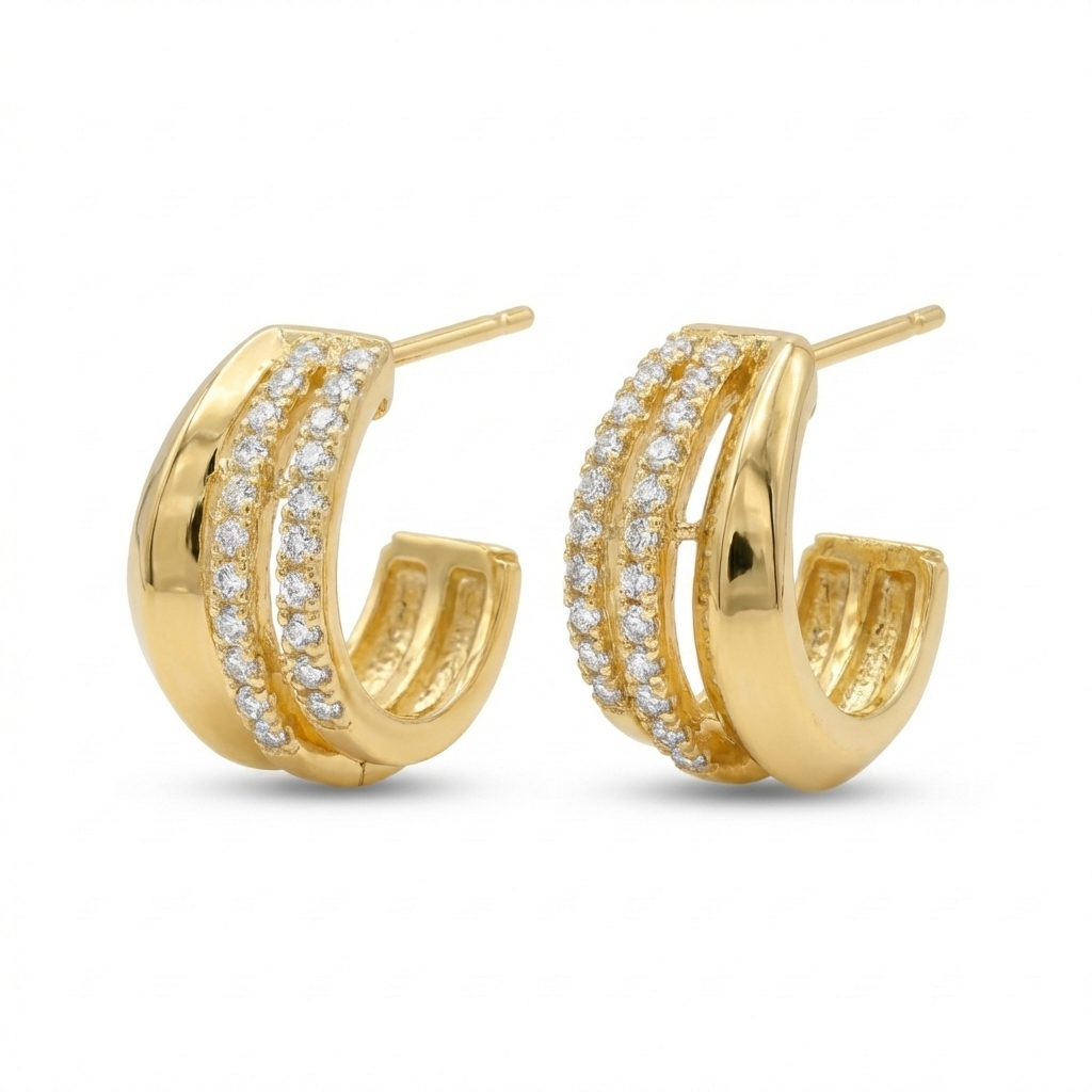 Triple Pavé Hoops