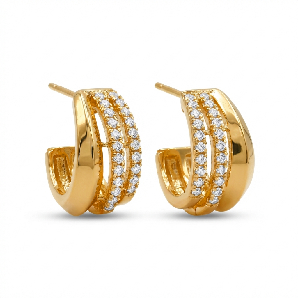 Triple Pavé Hoops